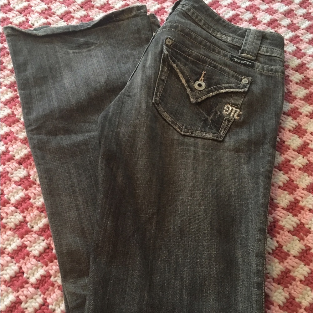 Miss Me Gray Black Boot Cut Jeans