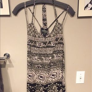 Black and Cream Pattern Vneck Strappy Dress