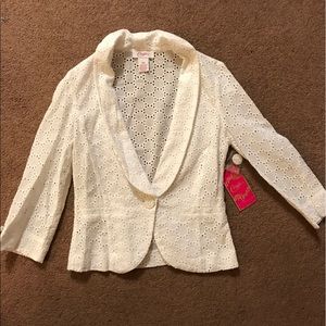 NWT Candies Vintage White Eyelet Blazer