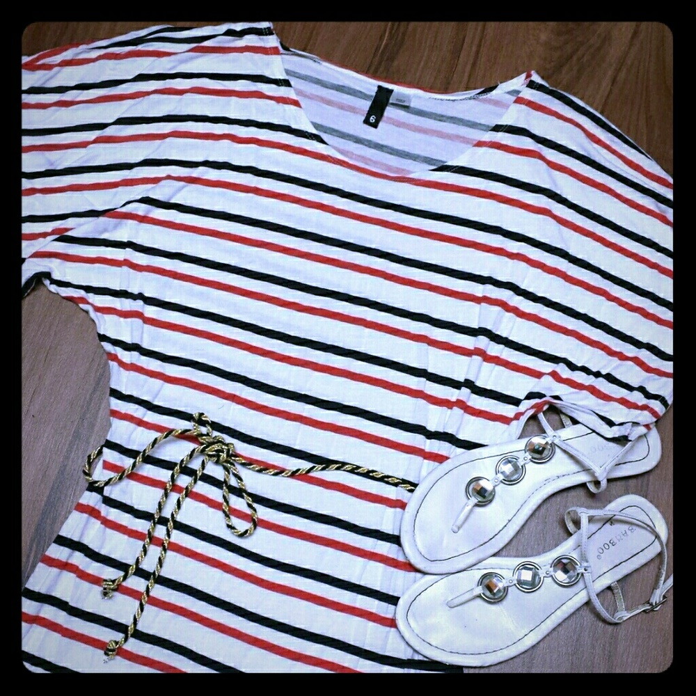 H&M nautical striped dolman sleeved mini dress med