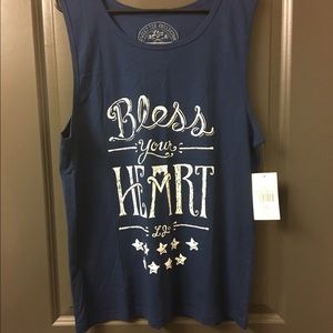 NWT Navy Bless Your Heart Lauren James Tank