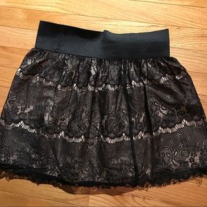 Black Lace Skater Mini Skirt