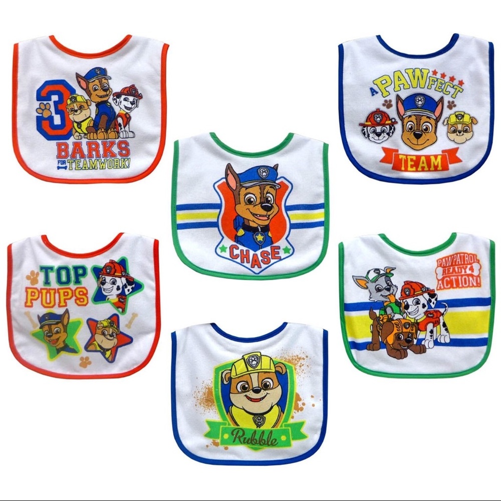 Paw Patrol Water Resistant Infant Bib Set, 6 Count