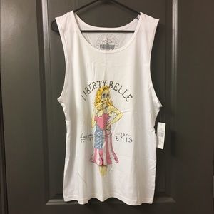 NWT White Lauren James Southern Belle Muscle Tee