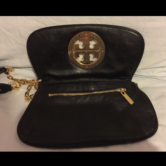 Tory Burch Black Handbag With Gold Chain