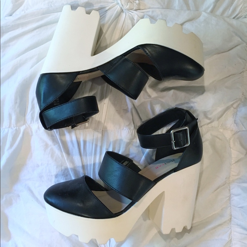 JustFab Black & White Platform Sandals