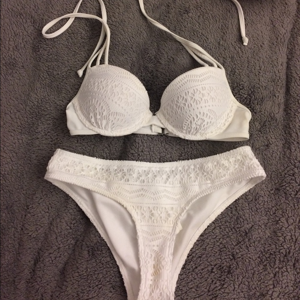 Hollister white lace push up top and bottoms