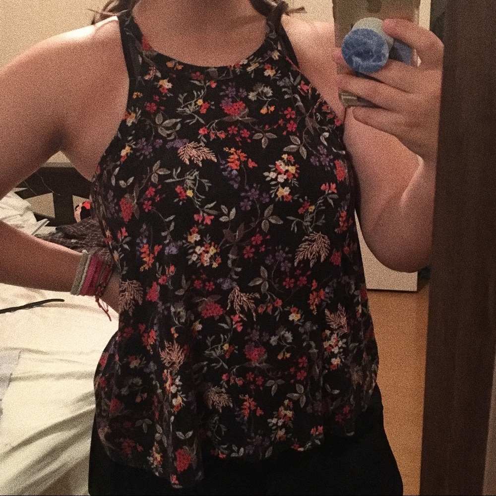 floral high neck tank top