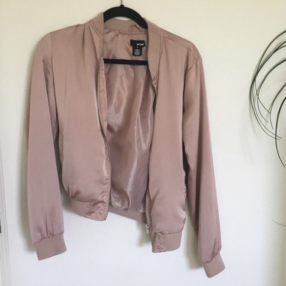 Pink Silky Bomber Jacket