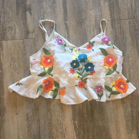 Free People Tops - Bohemian Bones Small Floral Embroidered Crop