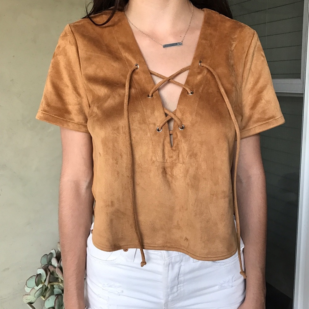 Suede Lace Up Top