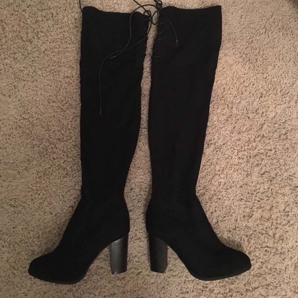 Over the knee high black boots