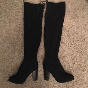 Over the knee high black boots