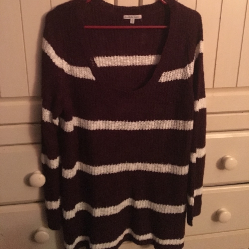 Burgundy and White stripes Sweater