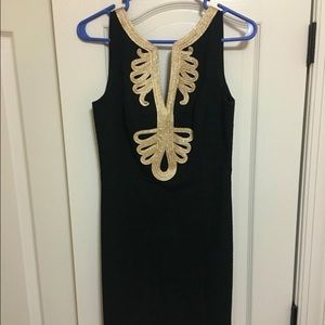 Lilly Pulitzer Black and Gold Janice Shift Dress
