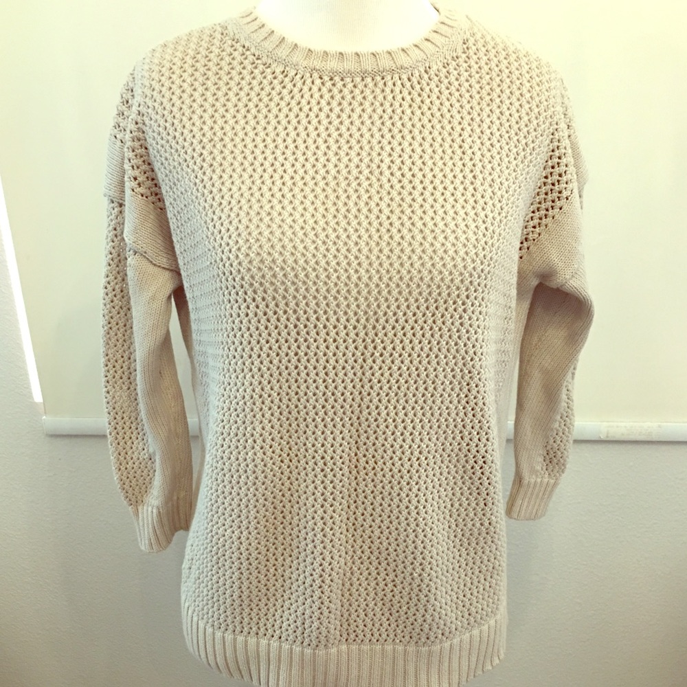 J. Crew Open Knit Beach Pullover Sweater Beige