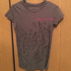 Aeropostale gray t shirt with logo and flowers