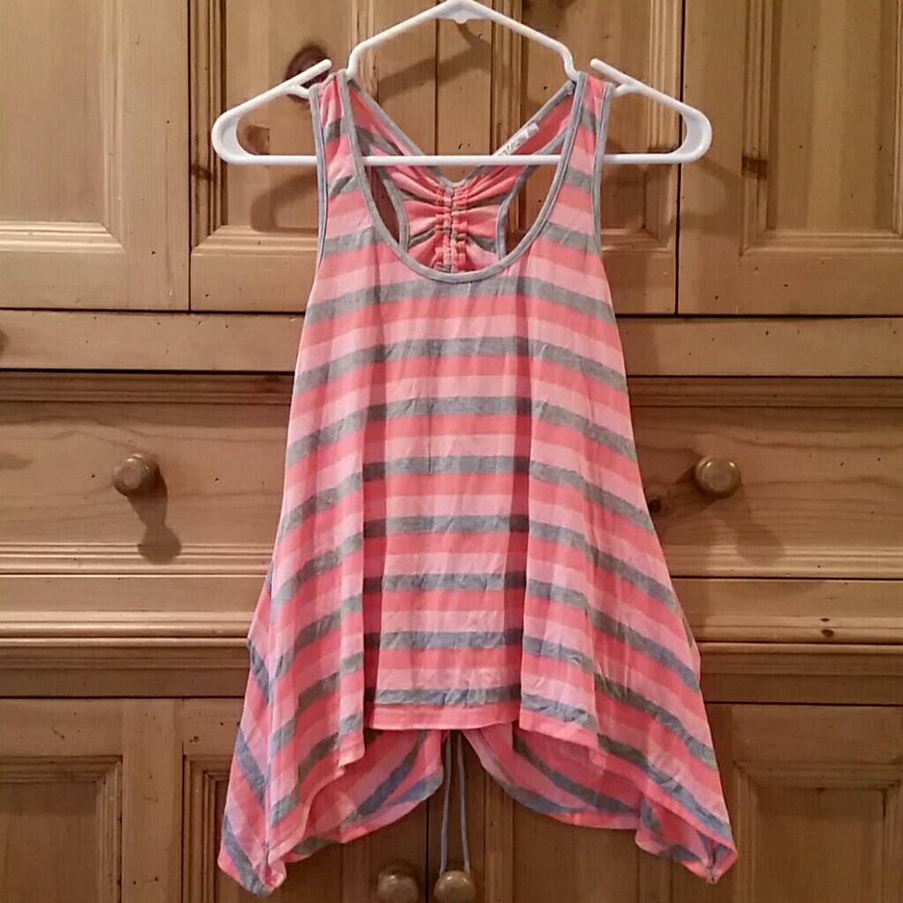 Crystal Orange/Grey Cinch up back tank-M