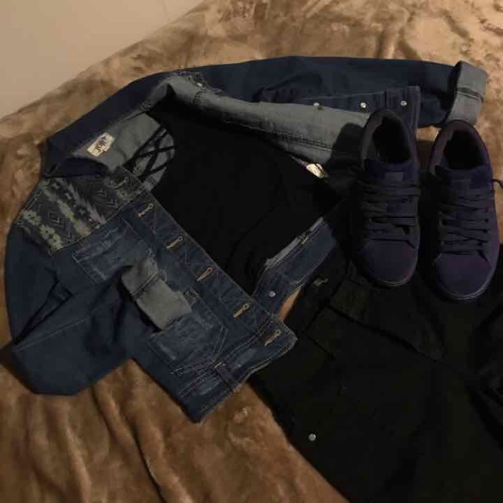 Tribal pattern jean jacket