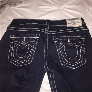 True Religion white stitch jeans