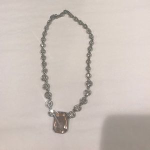 Peach rectangular diamond necklace