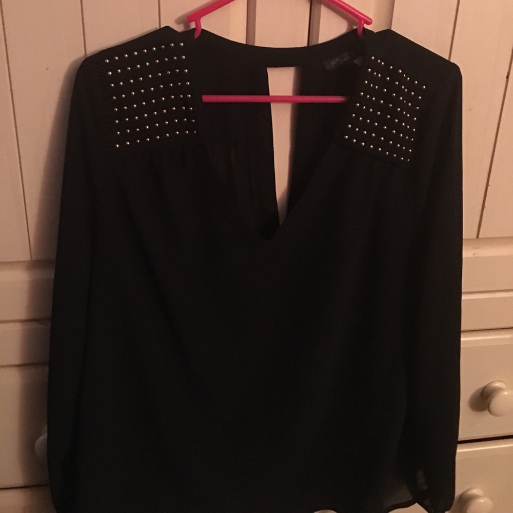 Black chiffon v neck