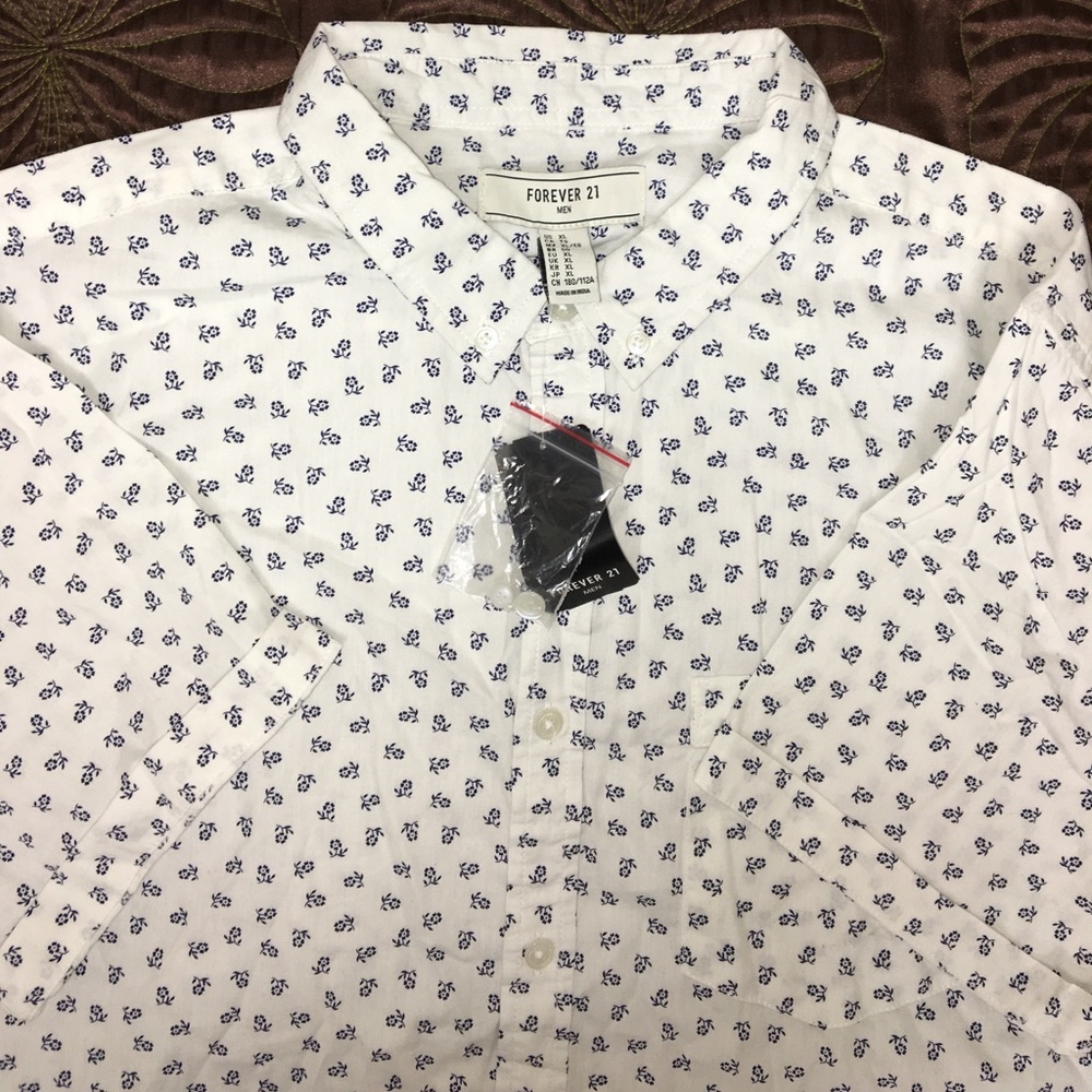 Woven Shirt White/Navy Short Sleeve