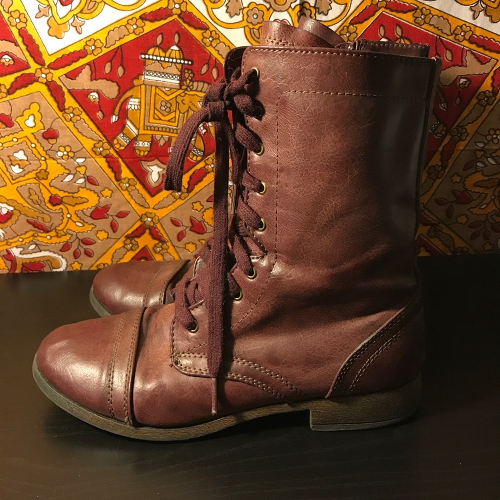 Madden Girl Brownish Red Combat Boots