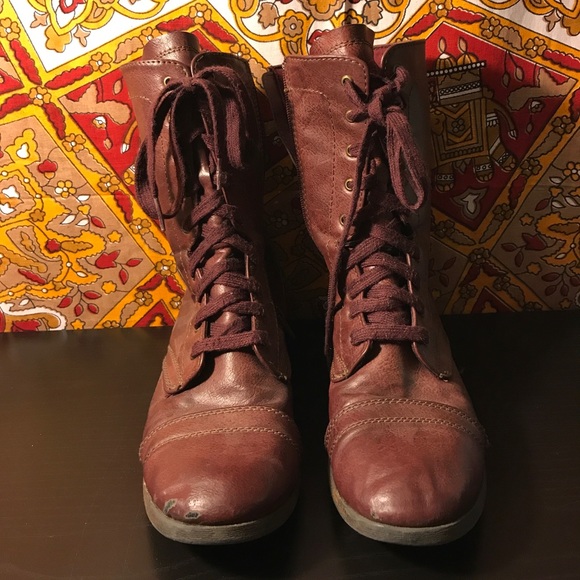 Madden Girl Brownish Red Combat Boots - Picture 2 of 6