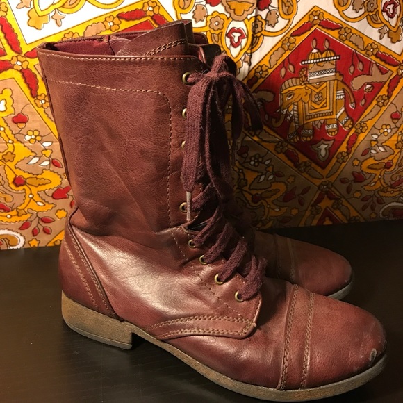Madden Girl Brownish Red Combat Boots - Picture 3 of 6