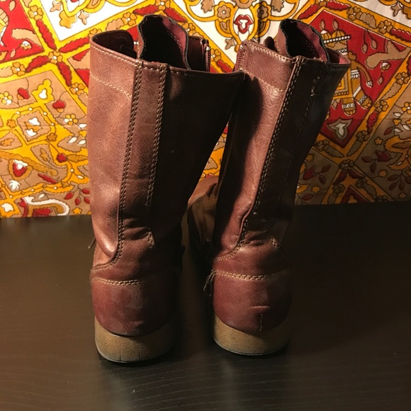 Madden Girl Brownish Red Combat Boots - Picture 4 of 6