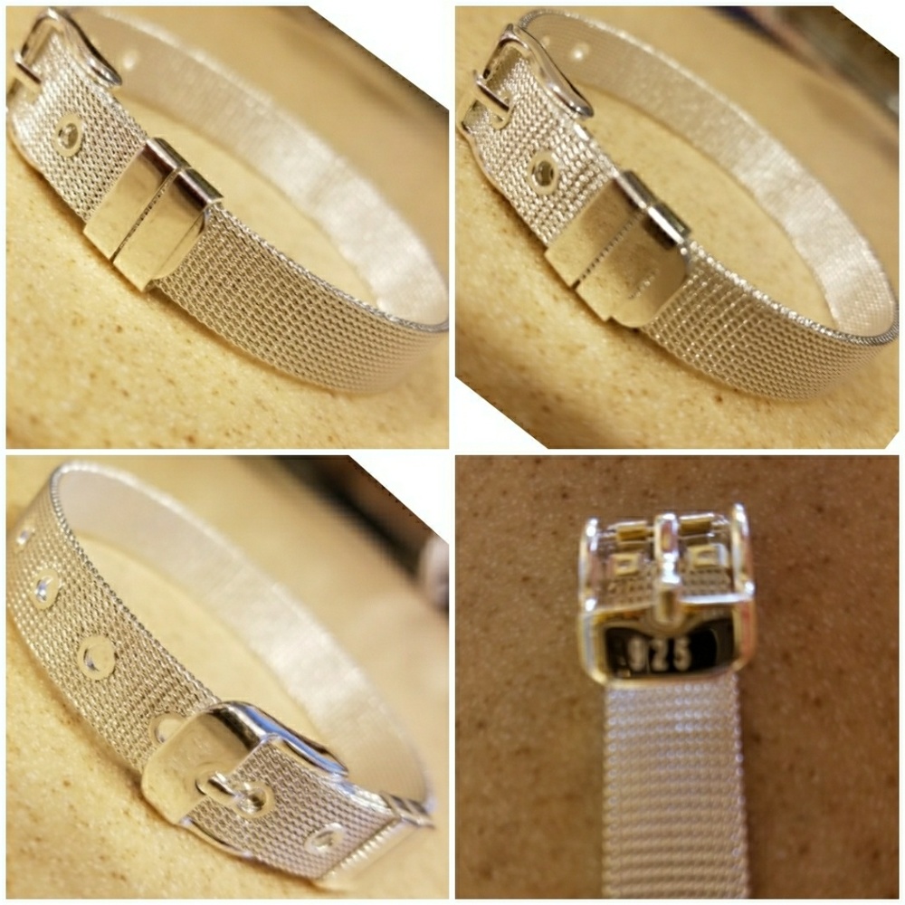 Solid Sterling Silver Buckle Bracelet 8 inches - Picture 2 of 3