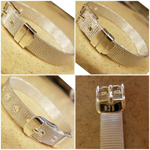 Solid Sterling Silver Buckle Bracelet 8 inches - Picture 2 of 3