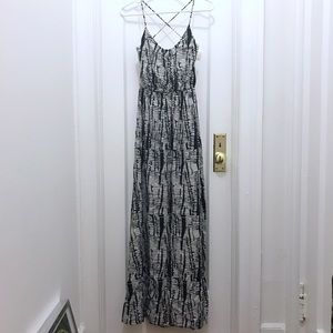 Black & White Print Maxi Dress