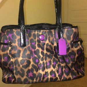 Purple Leopard Print Coach Purse