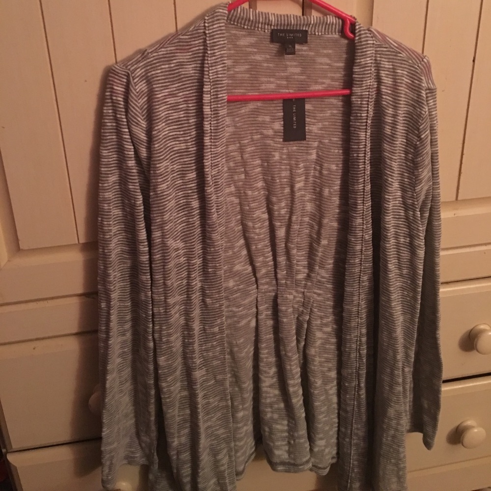 Gray and white cardigan
