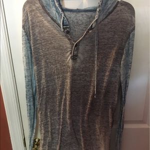 Men's blue & grey hooded shirt