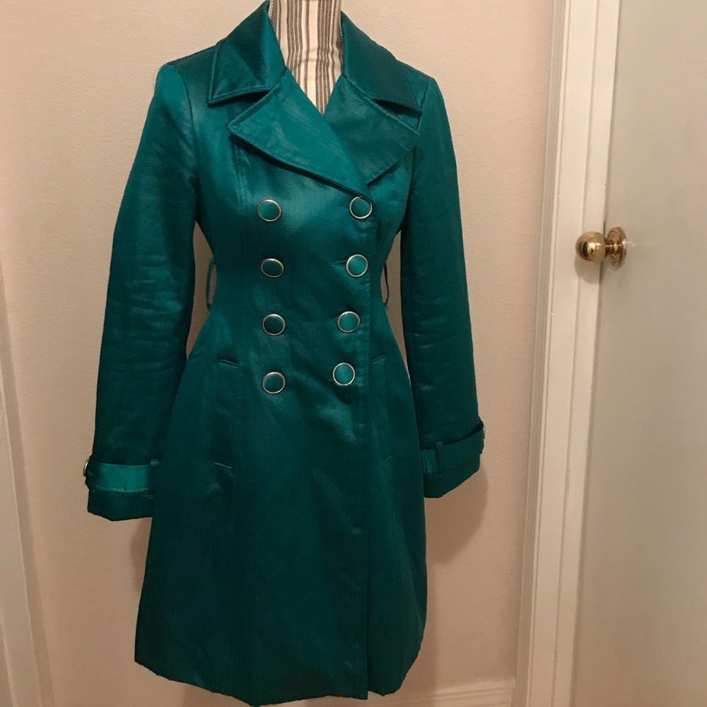 Bebe teal trench coat