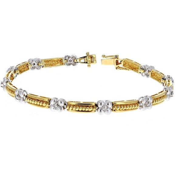Jewelry - Flower Bracelet, 14kt White & Yellow Gold