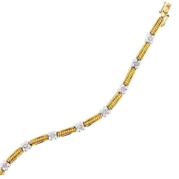Flower Bracelet, 14kt White & Yellow Gold - Picture 2 of 2