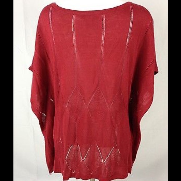 Coldwater Creek Bateau Linen Poncho in red  Sz XS/S New with tag - Picture 2 of 5