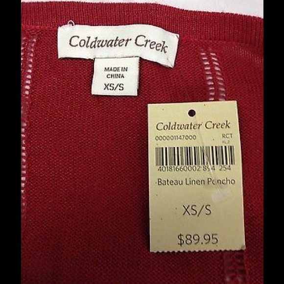 Coldwater Creek Bateau Linen Poncho in red  Sz XS/S New with tag - Picture 4 of 5