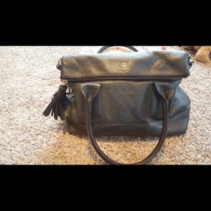 Kate Spade Fold Over Tassel Black Tote Bag