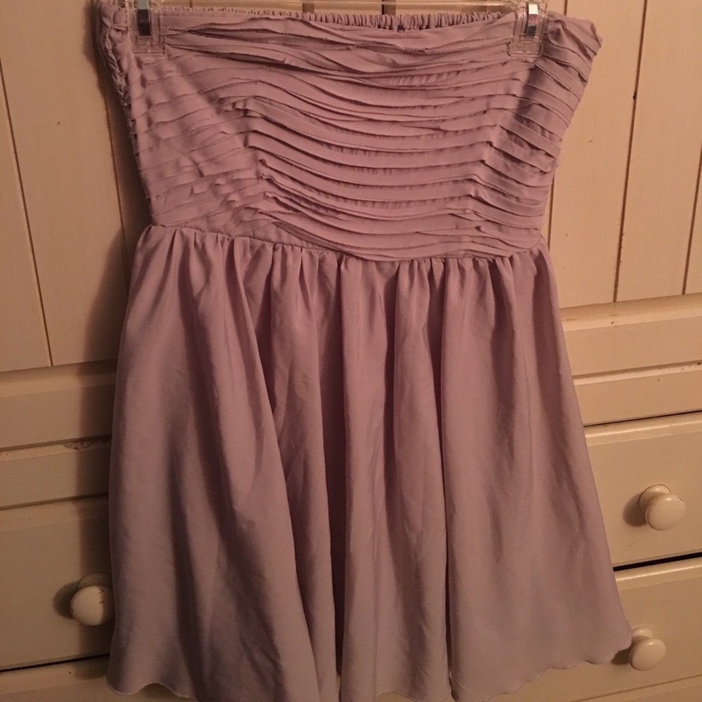 Lavender strapless mini dress