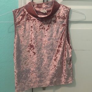 Blush High Neck Velvet Crop Top