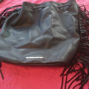 Leather drawstring bag