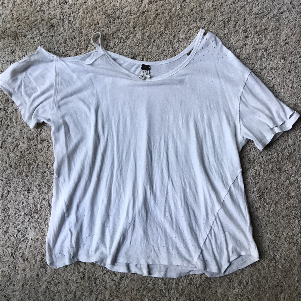 Free People Distress Off the Shoulder Shirt