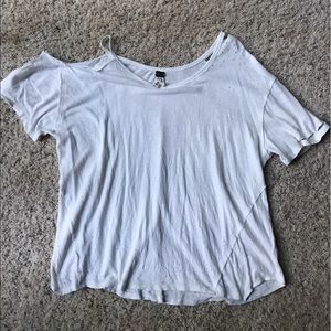 Free People Distress Off the Shoulder Shirt