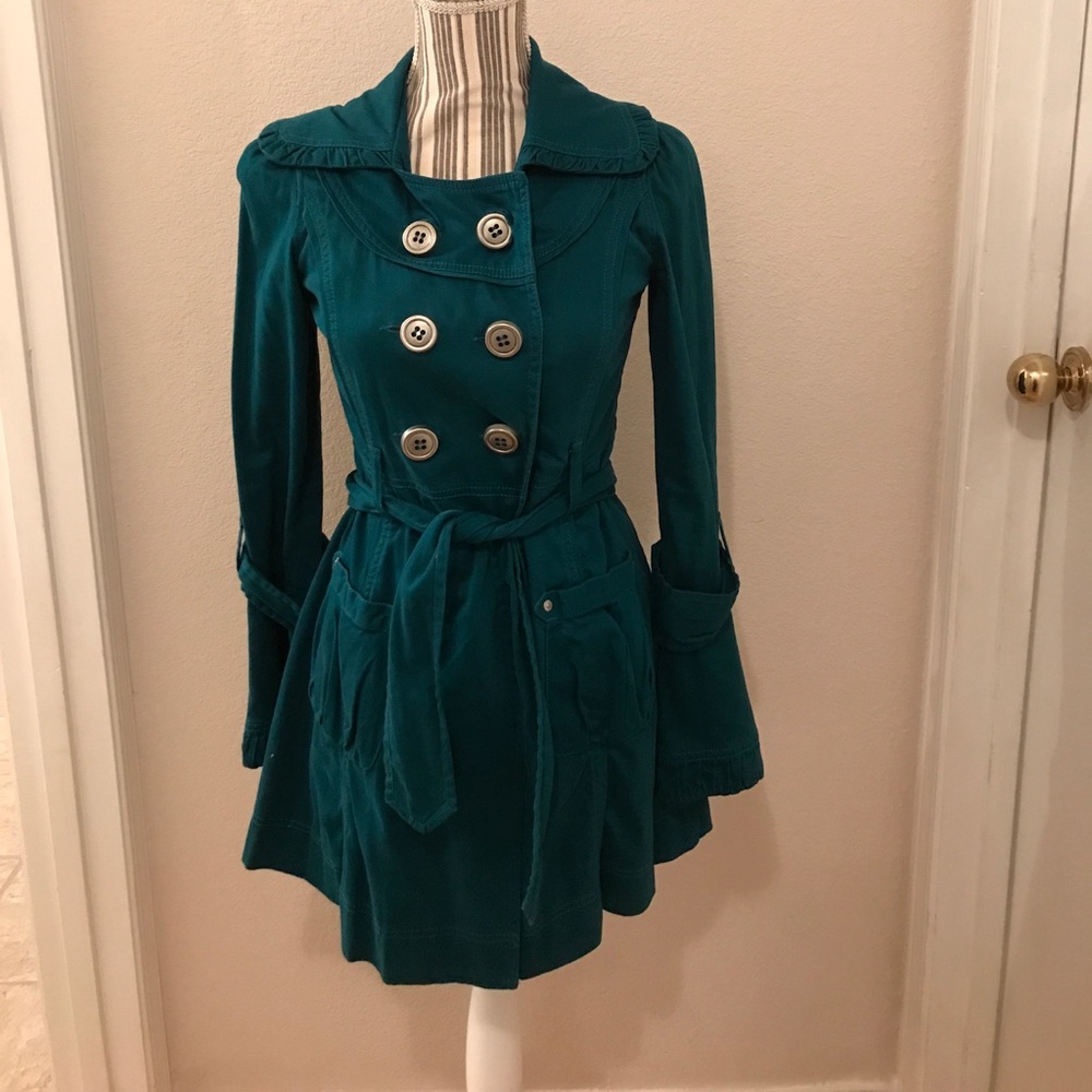 Steam punk teal soft coat