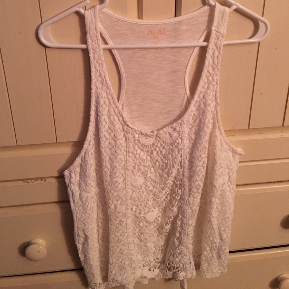 White lace front top